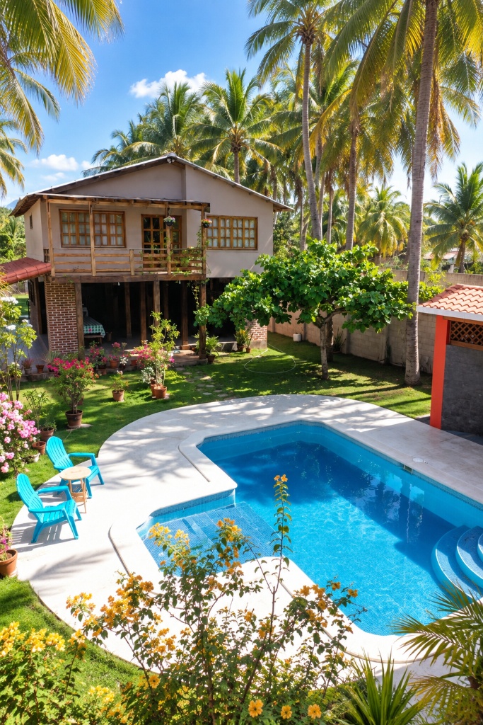 Pacific Coast house with pool and tropical garden